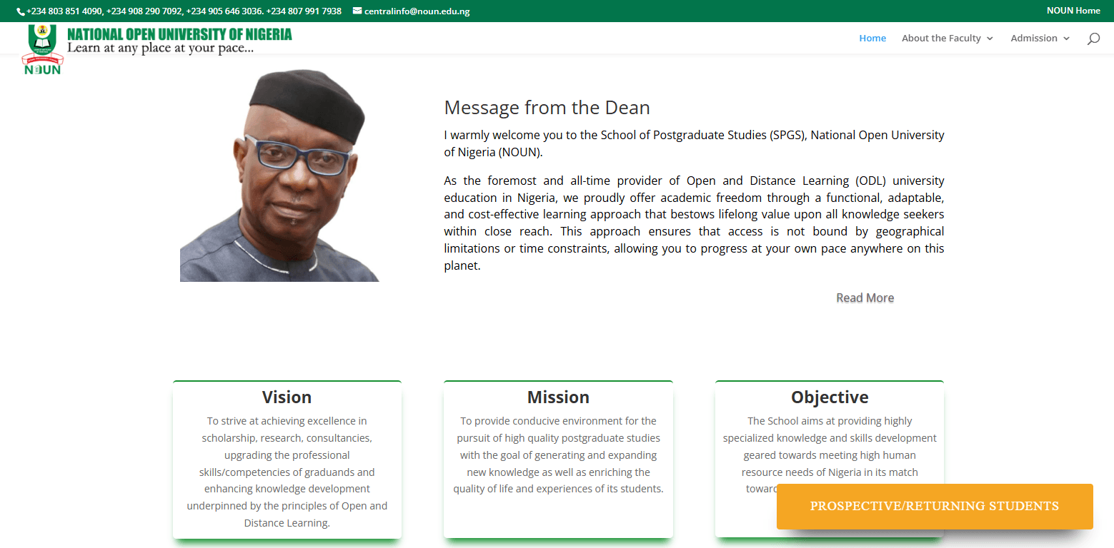 NOUN SPGS Website